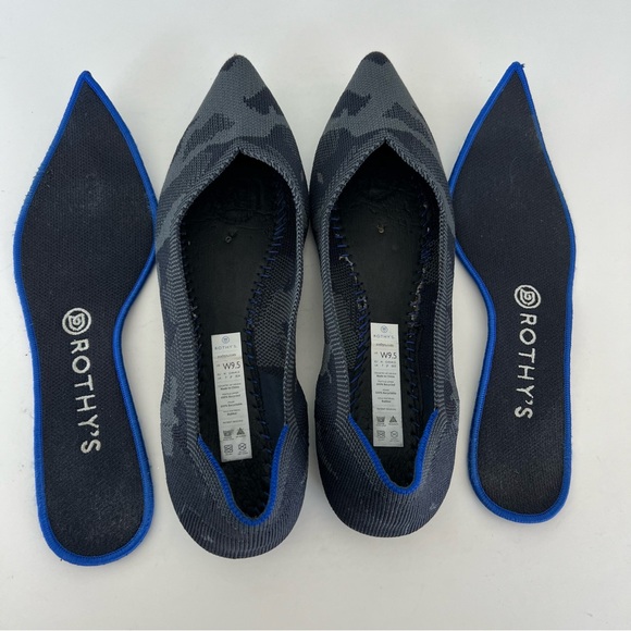 ROTHY’S The Point Gray Camouflage Print Pointed Toe Slip On Ballet Flats Sz 9.5 - Picture 10 of 13